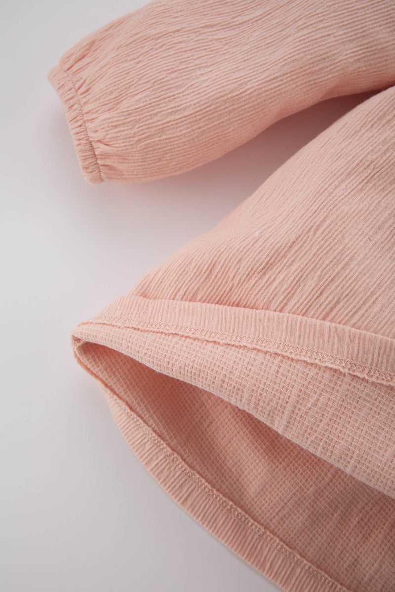 ديفاكتو فستان بيبي بناتي كم طويل قصة عادية بياقة مستديرة - Image 4